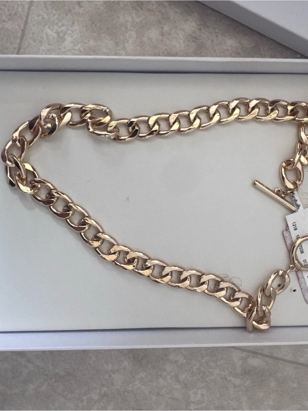 Chunky Gold Link Necklace with Toggle Clasp